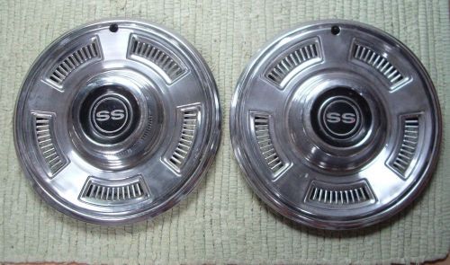 2 vintage chevrolet chevy chrome  ss wheels hub caps covers 14&#034;