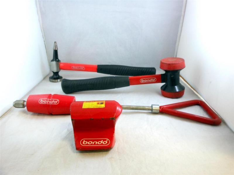 4 bondo/dynatron auto body repair tools - mallet, hammer, dolly & puller