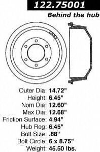 Centric parts 122.75001 front brake drum
