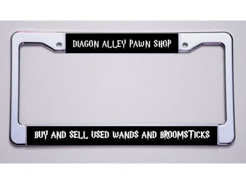 Harry potter fans! diagon alley pawn shop/...used wands...&#034; license plate frame