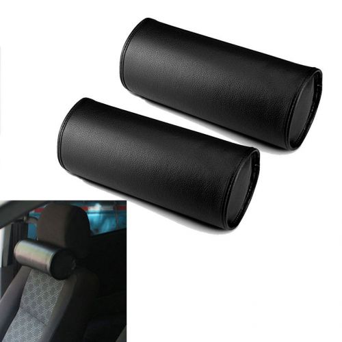 2pcs black universal pu leather auto car neck rest cushion pillow seat headrests
