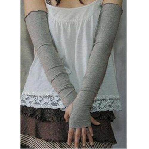 Women new half-finger sleeve uv protection sports cooling arm sleeves cover gray