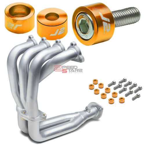 J2 for eg/ej/ek d15/d16 silver exhaust manifold header+gold washer cup bolt