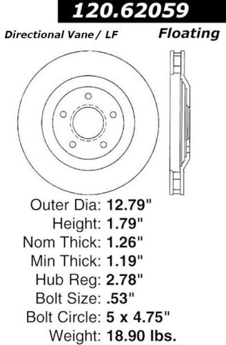 Disc brake rotor-high performance drilled and slotted centric 127.62059l
