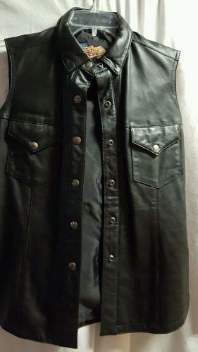 Womans black leather vest  easy rider large