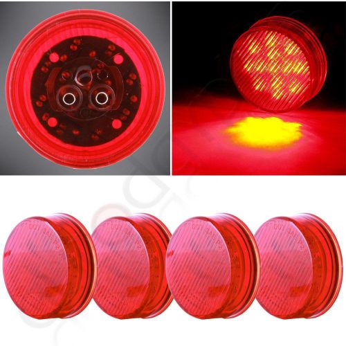4pcs 2.5&#034; red round side marker clearance light front rear trailer lamp 13diodes