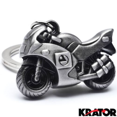 Cool motorcycle keychain gift silver gray motor bike creative 3d key ring chain