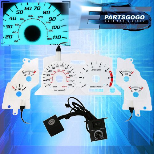99 00 01 02 03 04 ford mustang v6 white face indiglo reverse glow gauges