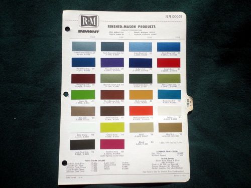 1971 dodge rinshed mason automotive color chips chart original scheme brochure