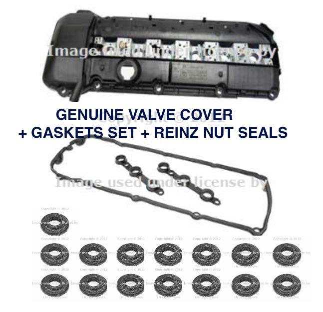 Bmw genuine valve cover + gasket set e39 e46 e53 x5 z3 thru 08/2002 new 