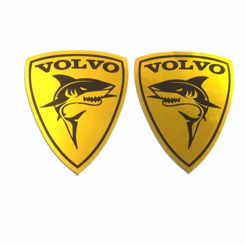 Shark volvo set 2 pieces aluminum car stickers size 2.68&#034;x2.20&#034; thickness 0.02&#034;