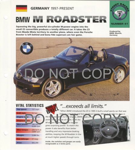Bmw m roadster collector brochure specs 1997-present group 7, no 41