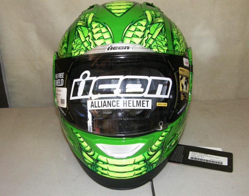 **new** icon alliance speedmetal green helmet - xl extra large - 0101-5020 w\tag