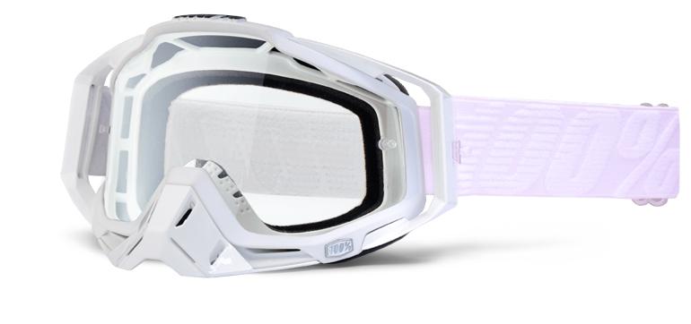 100% motocross goggles racecraft white - clear lens