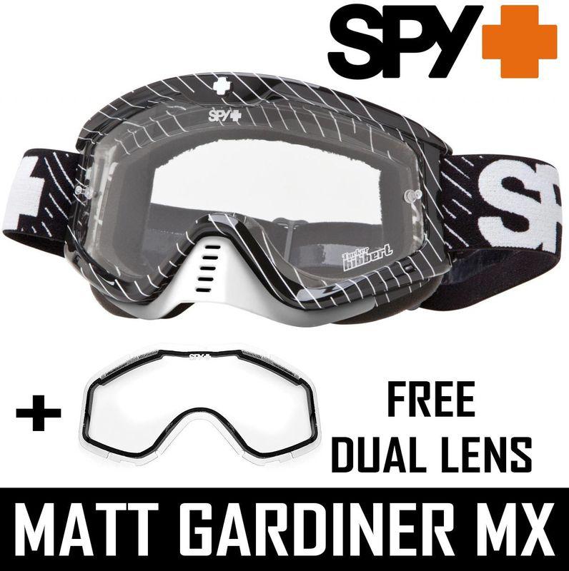 Spy optics tucker hibbert whip motocross goggles + snowcross dual vented lens