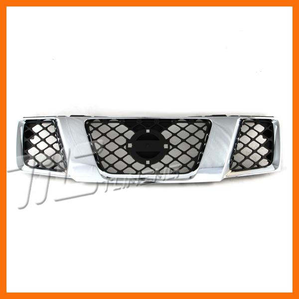 2005-2008 nissan frontier chrome outer grille frame mesh black grill body insert