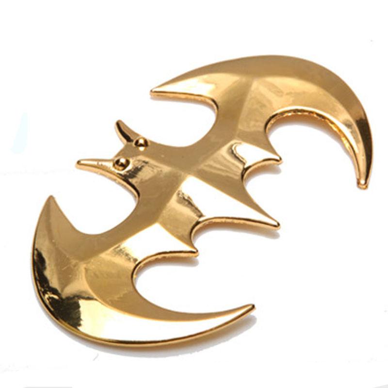 Promotion golden 3d metal batman car bike bat logo decal sticker emblem badge