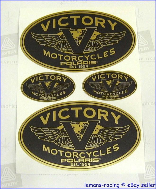 Victory style polaris motorcycles gold or silver decals stickers kit 4 pieces