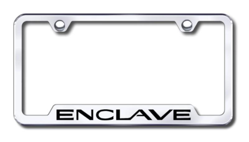 Gm enclave  engraved chrome cut-out license plate frame made in usa genuine
