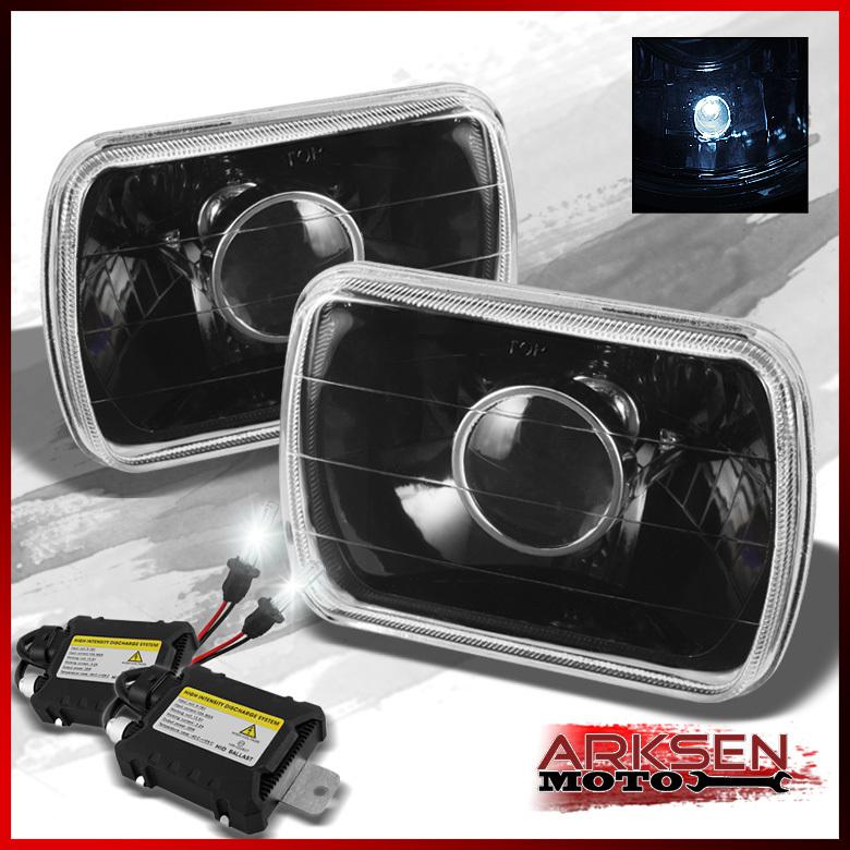 6000k xenon hid kit+7x6 black crystal projector headlights lamps pair set new