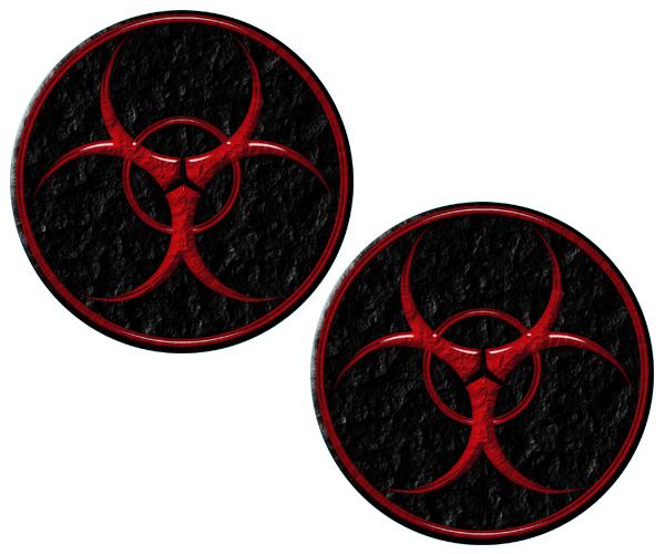 Biohazard decal set 4"x4" red warning zombie car vinyl sticker b2 zu1