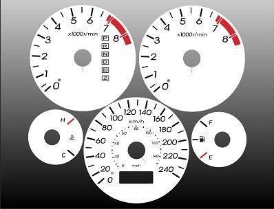 2001-2002 acura el metric kph instrument cluster white face gauges 01-02