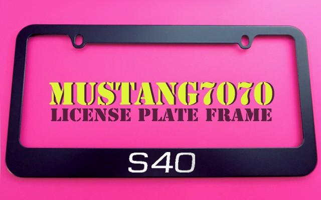 1 brand new s40 black metal license plate frame + screw caps