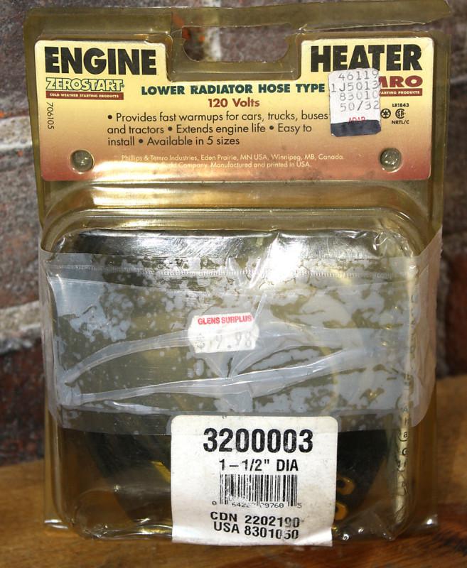 Zerostart temro lower radiator hose type engine heater 1 1/2" diameter #3200003