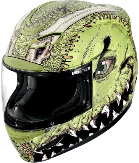 Icon airmada future suture scar face motorcycle helmet green 2xl xxl 2x