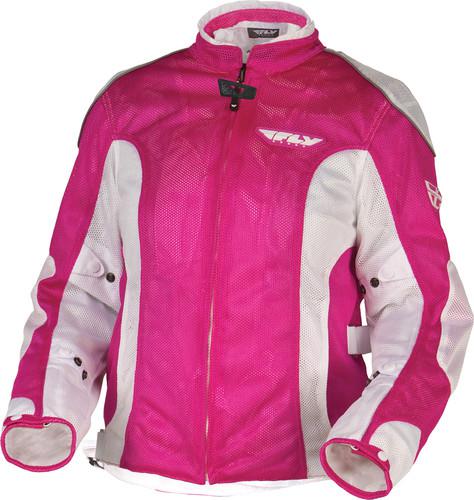 Fly racing coolpro ii ladies mesh motorcycle jacket pink/white large 477-8028-3