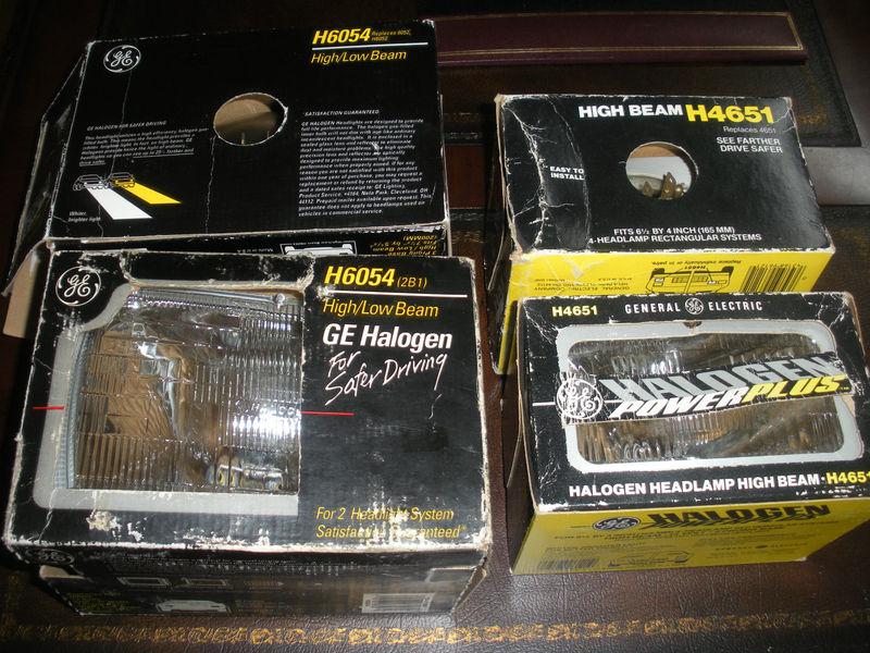 Ge halogen powerplus headlights h6054 hi/low beam pair & h4651 hi beam pair new 