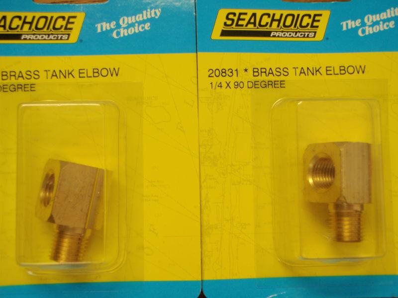 Fuel fitting 90 degree elbow 1/4" pipe brass 20831 pair fuel parts boat tank 