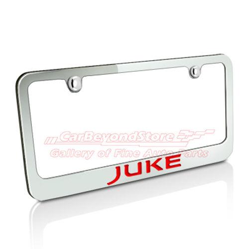 Nissan red juke chrome metal license plate frame, lifetime warranty + free gift