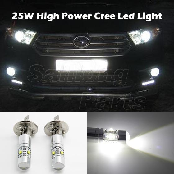 2x h1 25w high power 5-cree led light lamp bulb projector fog bright white