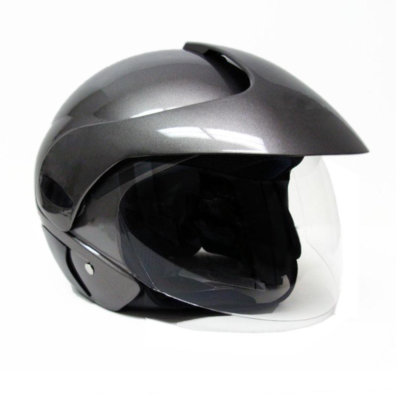 Motorcycle scooter open face street helmet dot flip up shield - grey medium