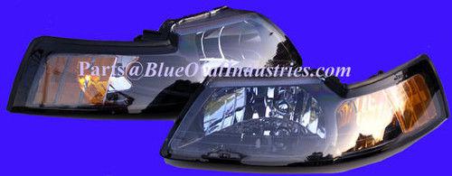 1999-2004 mustang v6, gt & cobra headlights w/ xenon bulbs & brackets - sae/dot+