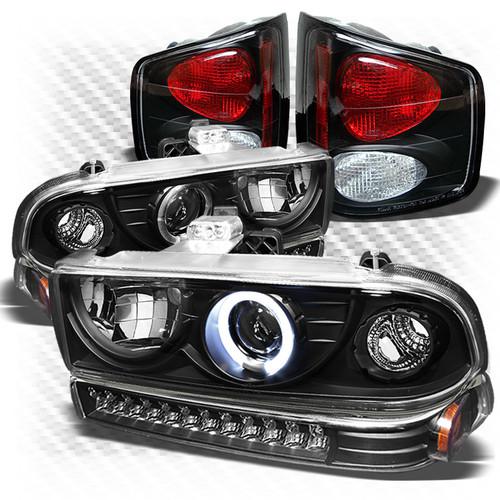 99-04 s10 black projector headlights + led bumper + altezza style tail lights