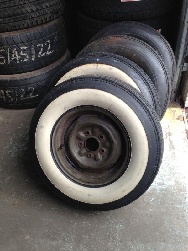 1955 56 57 28 59 60 61 62 chevy belair rat hot rod white wall tire wheels 14" 