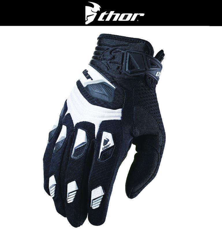 Thor deflector white black dirt bike gloves motocross mx atv 2014