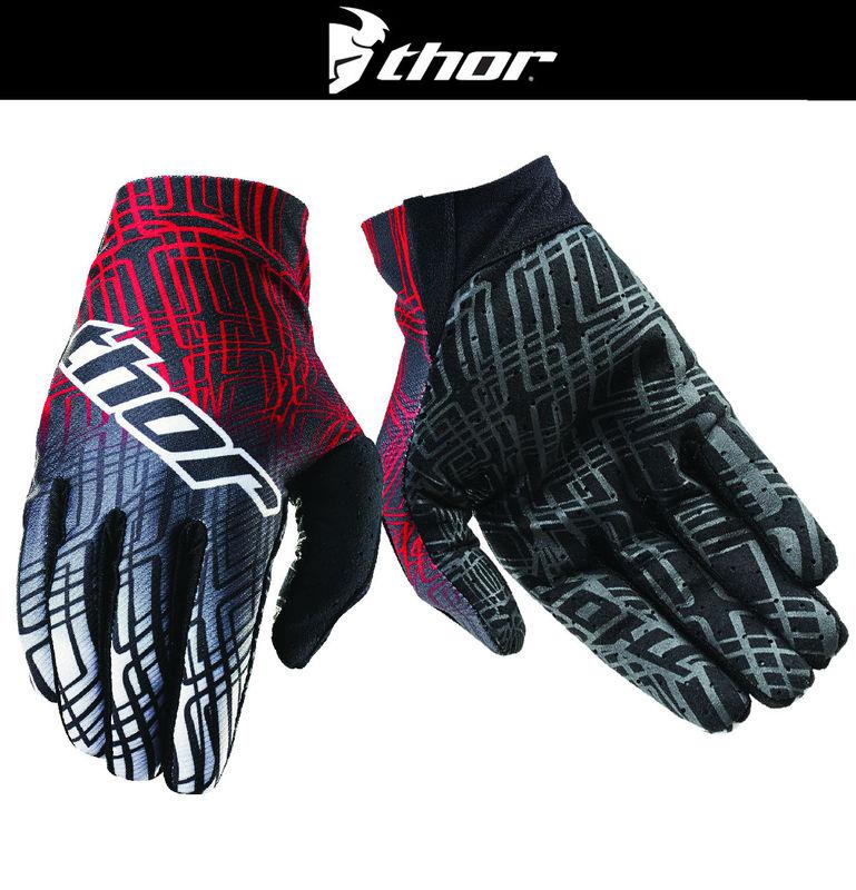 Thor youth void rectangle black gray red dirt bike gloves motocross mx atv 2014