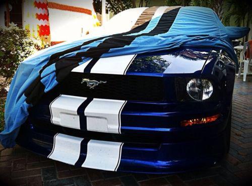 Cover king car cover! baby blue with 2 black stripes! very nice!