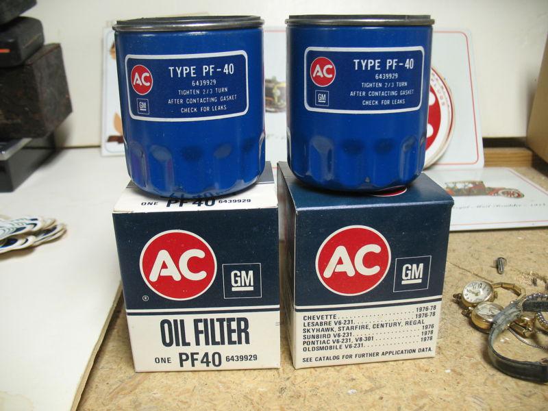 Two - ac spark plug pf40 pf-40 oil filter chevette - 2 filters