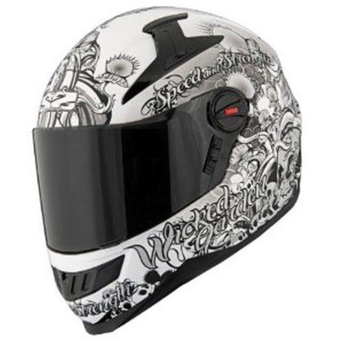 New speed & strength ss1300 wicked garden full-face adult helmet,white/silver,xs