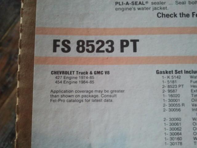 Fs8523 pt full gasket set by fel-pro (fits chevrolet and gmc trucks)