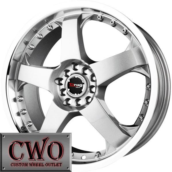 18 silver drag dr-11 wheels rims 5x100/5x114.3 5 lug civic mazda 3 6 wrx accord