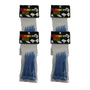 100 - mr gasket 4" nylon plastic zip tie wraps tie-wraps straps reusable - blue