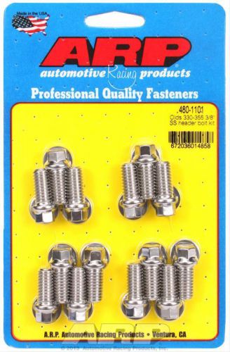 Arp header bolts hex head stainless polished 3/8&#034;-16 oldsmobile 330-455 setof14