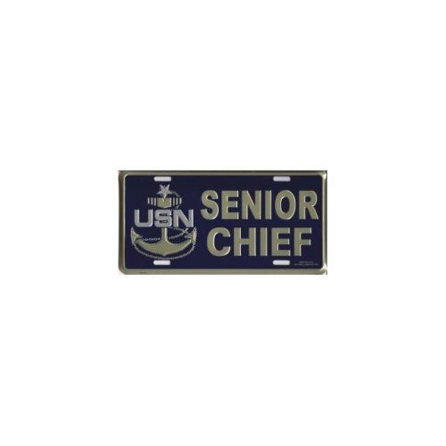 Navy senior chief metal license plate