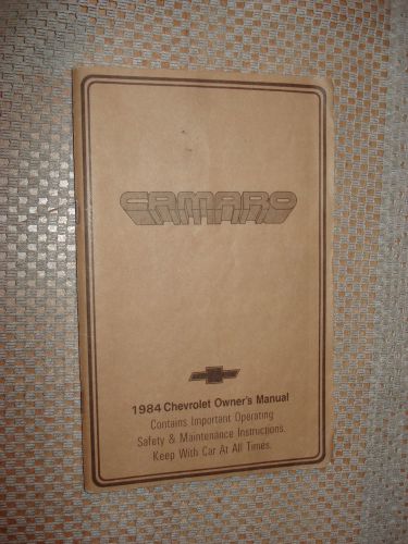 1984 chevy camaro owners manual original rare glove box book