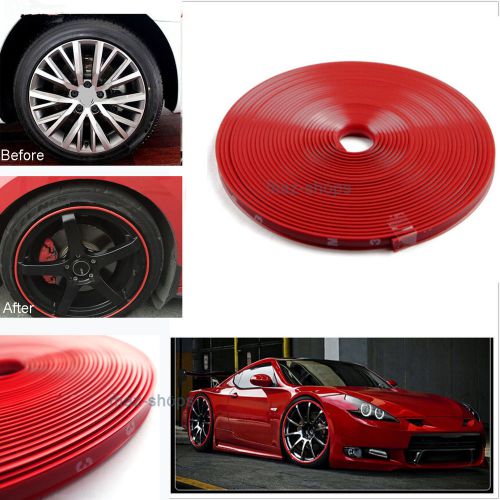 Red car wheel hub rim protector ring guard sticker line rubber strips for gmc